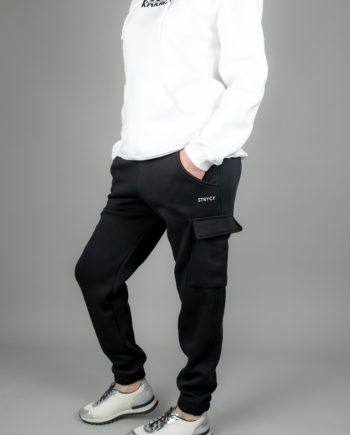 Pantaloni Cargo negri cu buzunare laterale Joggers Unisex